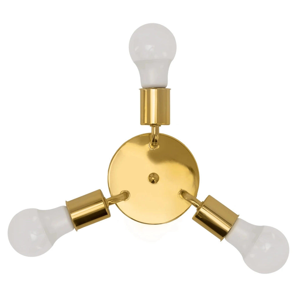 Lampada Da Soffitto Triplo Plafoniere Metallico Gold APP704-3C