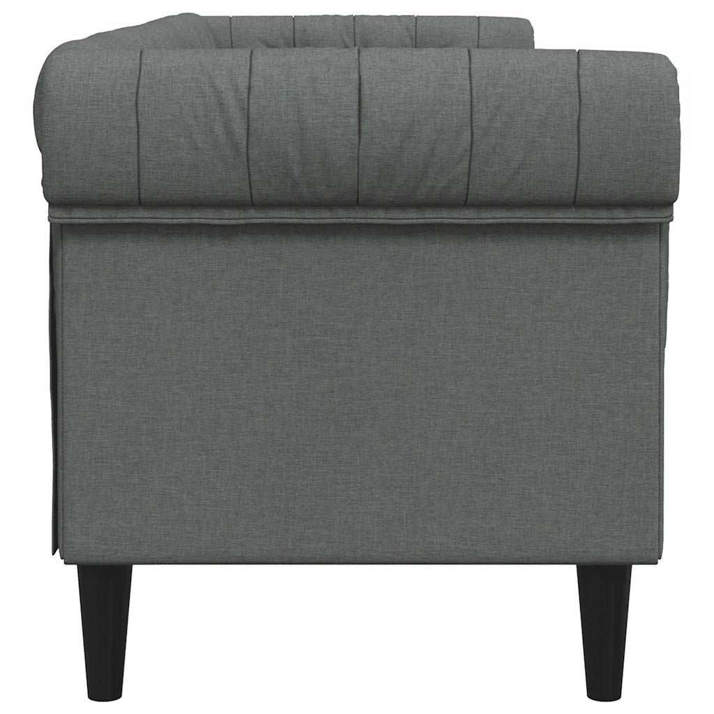 Divano Chesterfield a 3 Posti-Sofa 3 Posti-Divanetto Grigio Scuro in Tessuto