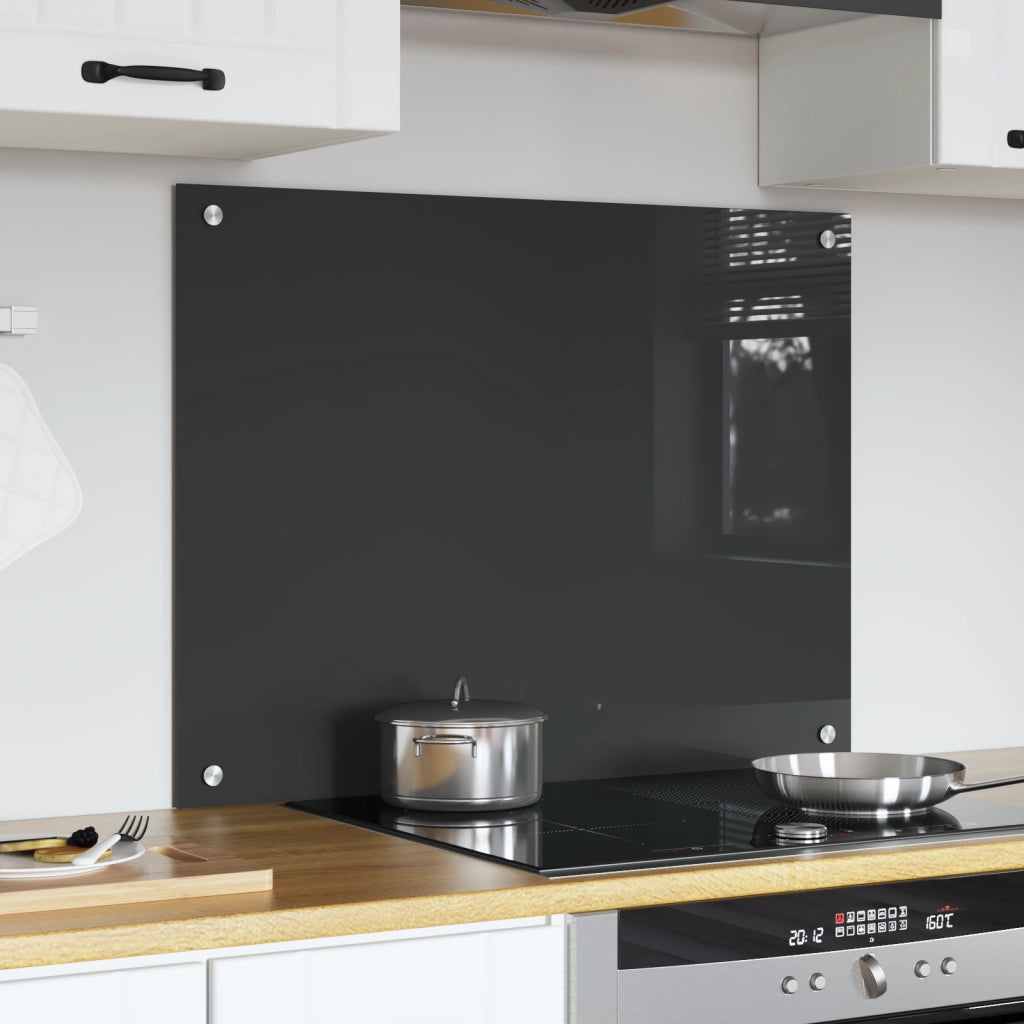 Schienale Cucina in Grigio Scuro - 80x60x0.6 cm Vetro Temperato