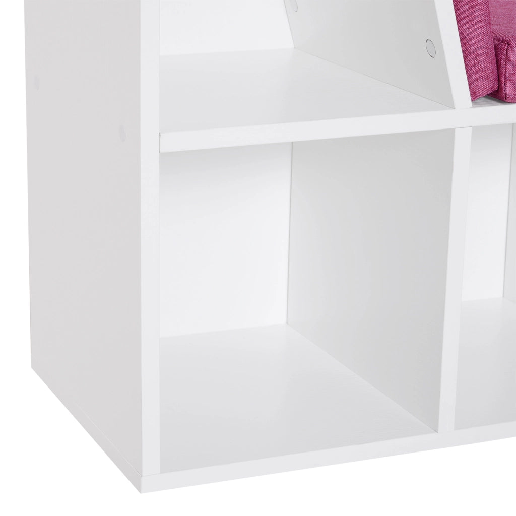 Libreria con seduta 6 cubi scaffale libri ¨C zephmum ¨C 102x30x61cm bianco rosa