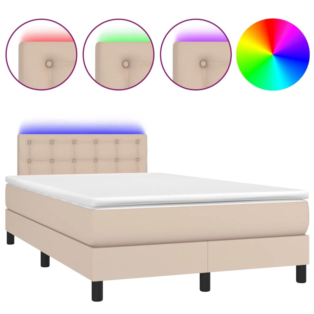 Giroletto Molle Materasso e LED Cappuccino 120x200cm Similpelle 3134218