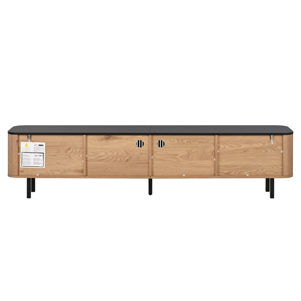 Mobile Porta TV Moderno 190 cm Rovere e Nero con Ante a Griglia
