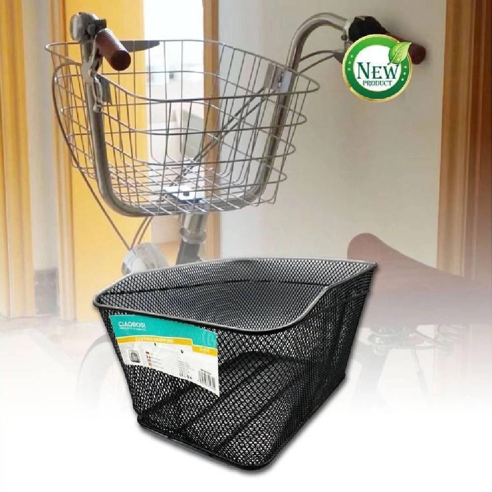 Trade Shop - Cestino Shopping Portapacchi Posteriore Bicicletta Bici Nero Accessorio Zx-9932 -