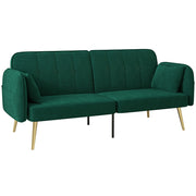 Divano letto 2 posti in tessuto velluto con schienale regolabile ¨C zephmum ¨C verde scuro
