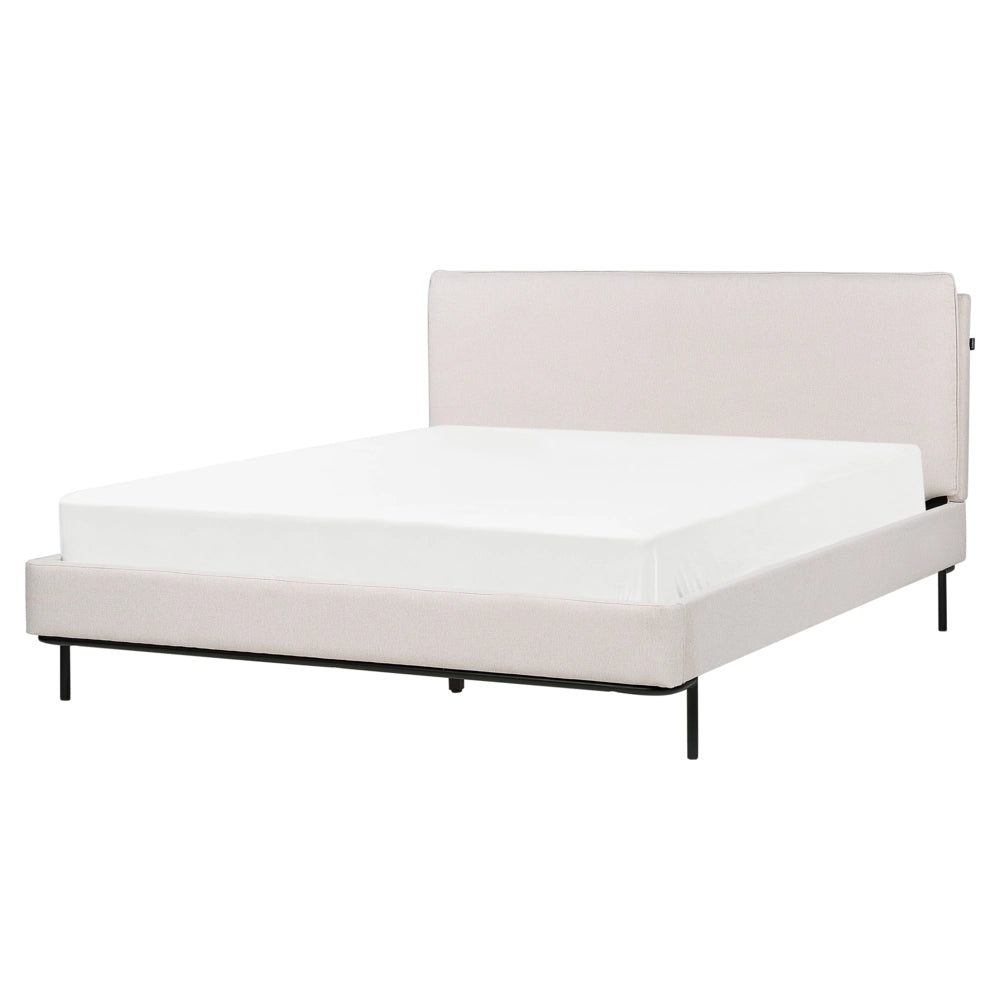 Letto a doghe Beige Poliestere Tessuto Imbottito 160 x 200 cm EU Matrimoniale Design Moderno