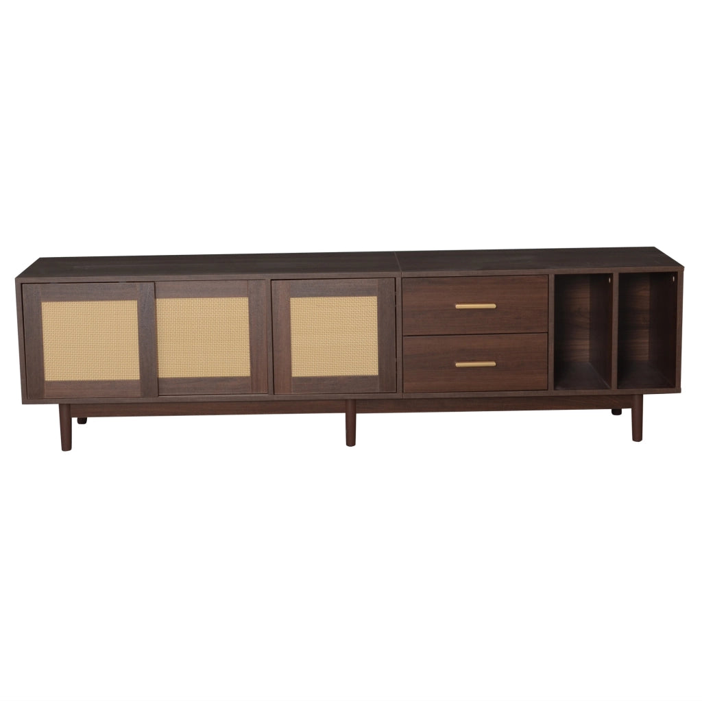 Mobile TV 190x40x52 cm con 3 ante scorrevoli e 2 cassetti in MDF marrone