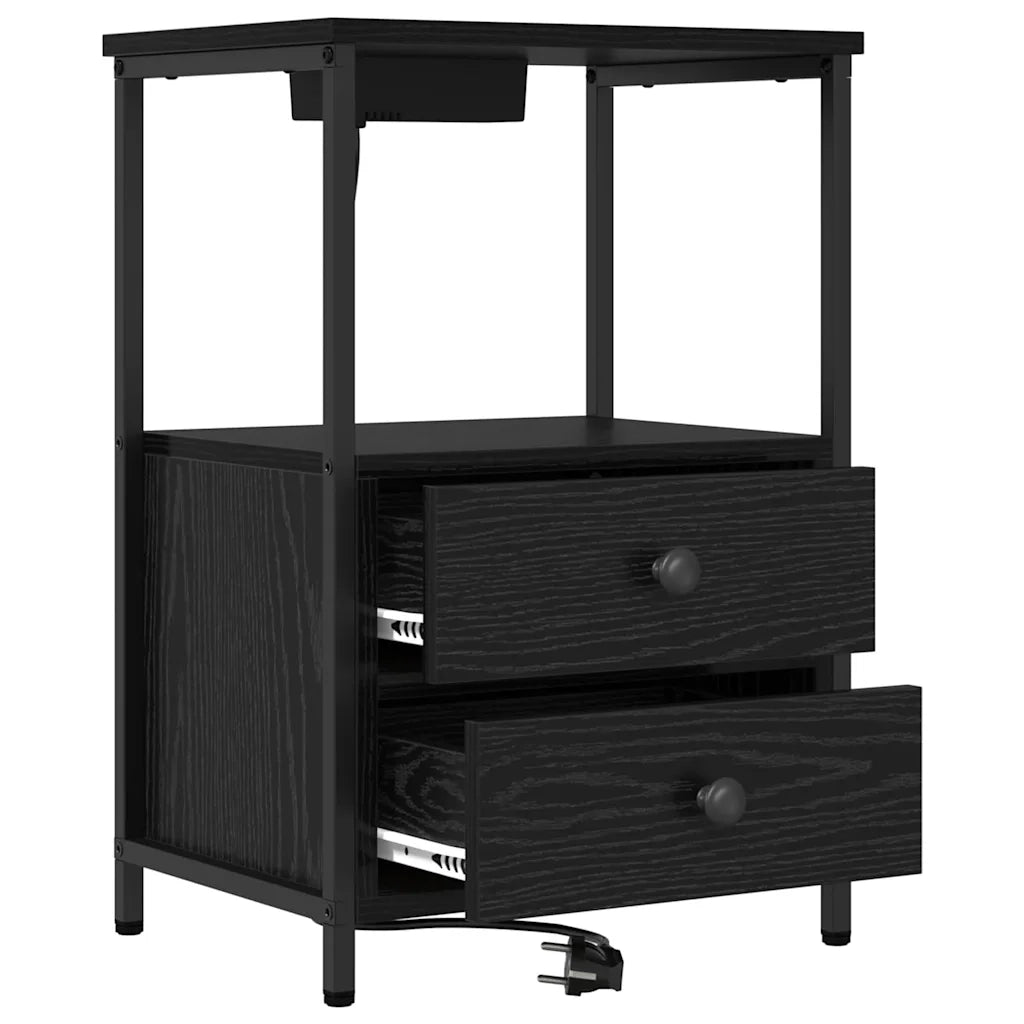 Armadio da Notte con cassetto 2 pcs Rovere Nero 40 x 31 x 60 cm 859441