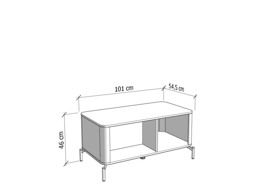 Patu, Tavolino da Salotto con Piedini, 101x54.5x46h cm Beige