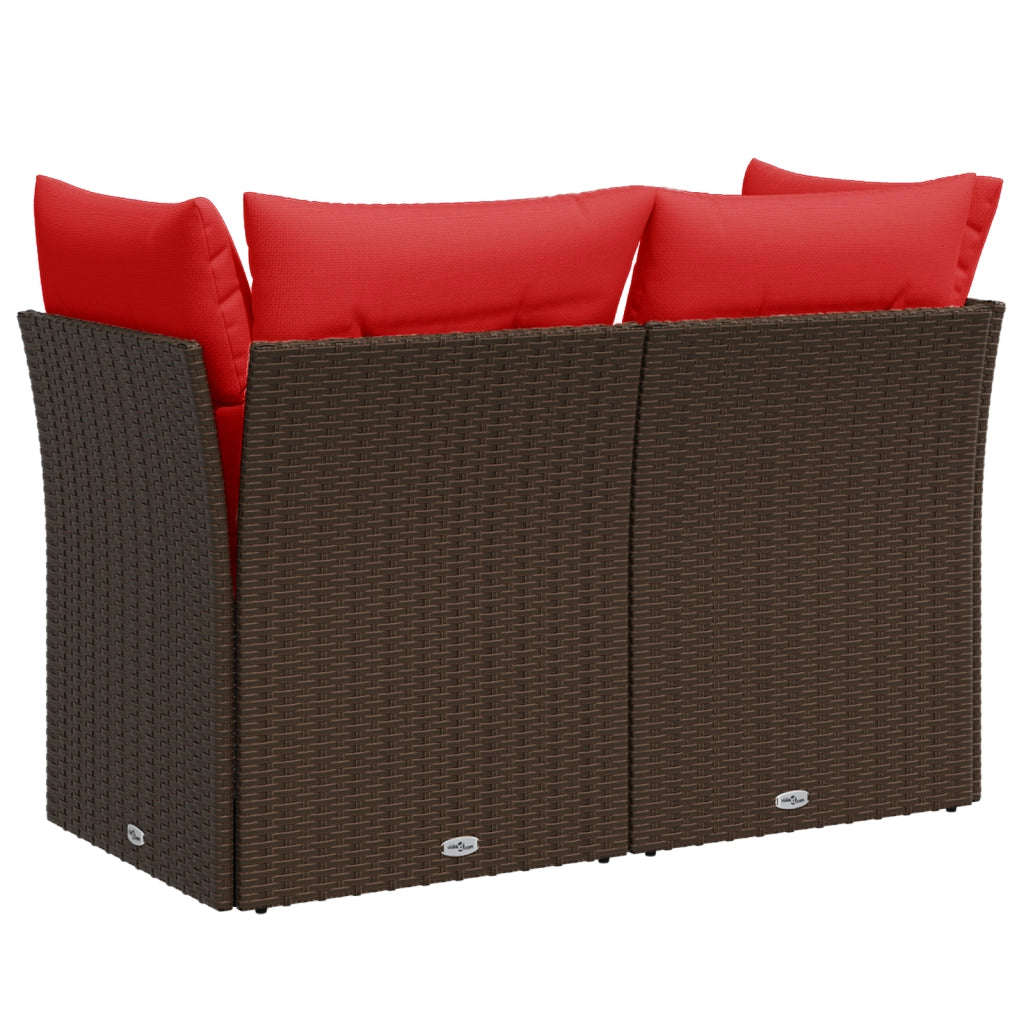 Divano da giardino con cuscini a 2 posti marrone in polyrattan