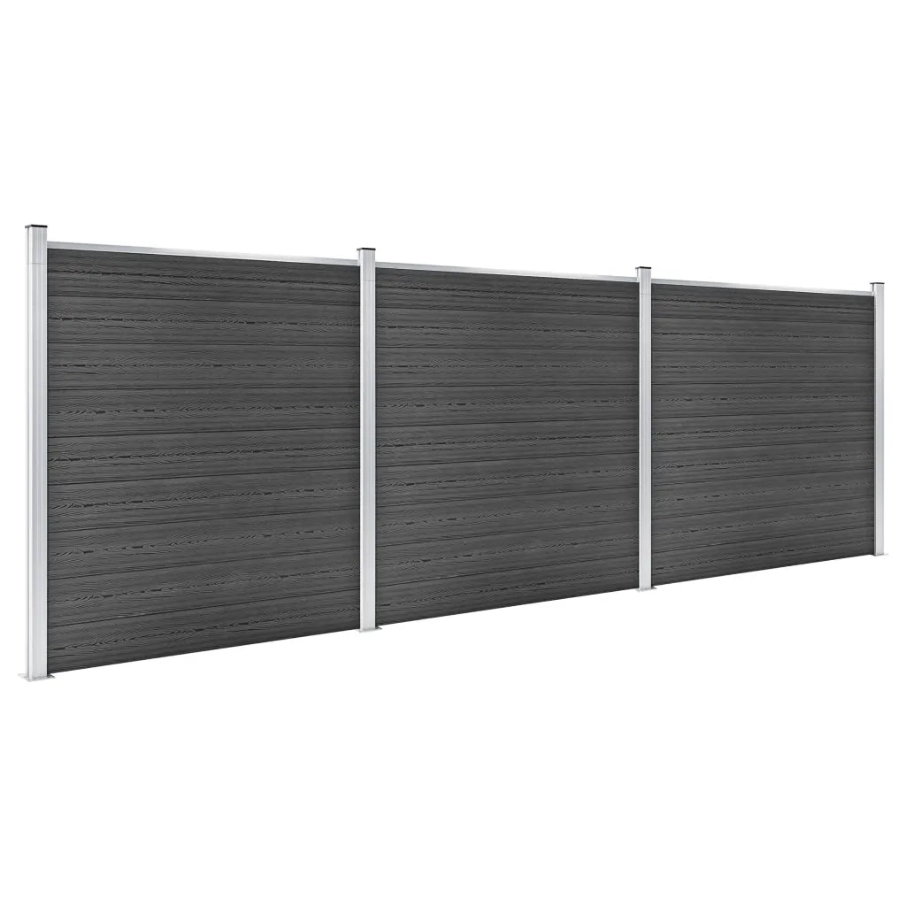 Set Pannelli di Recinzione in WPC 526x186 cm Nero 3070430