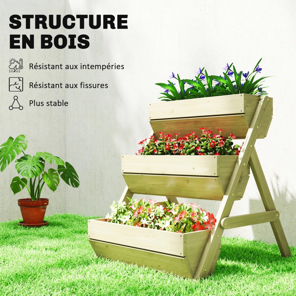 Fioriera Giardino Legno 3 Livelli ¨C Zephmum ¨C Verde 65x75x76cm