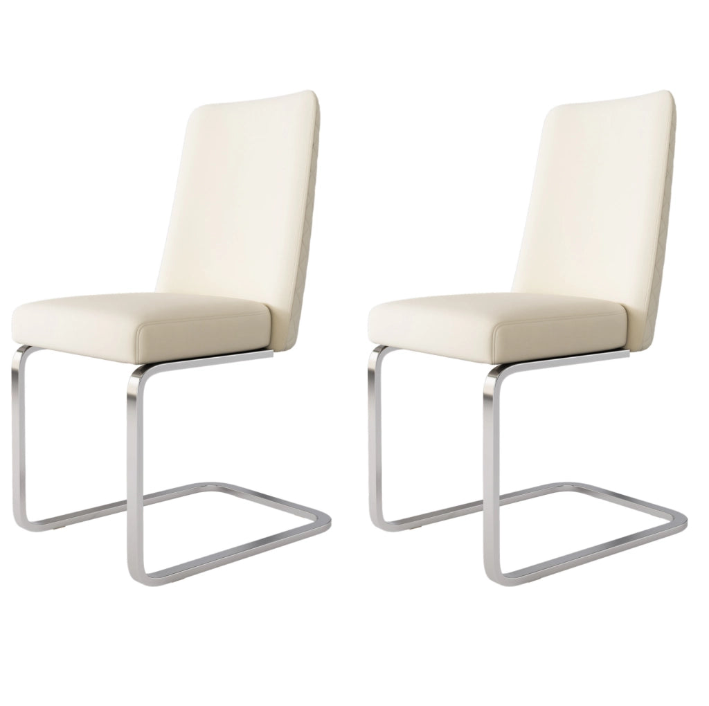 Set di 2 sedie da pranzo in velluto beige con gambe argento