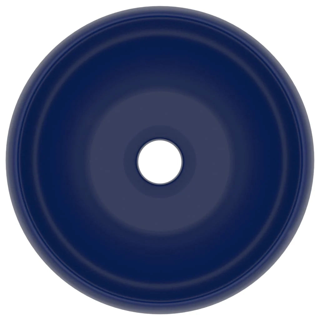 Lavabo rotondo di lusso da appoggio WC lavabo bagno cucina guardaroba interno casa 40 cm ceramica blu scuro opaco 02_0002743