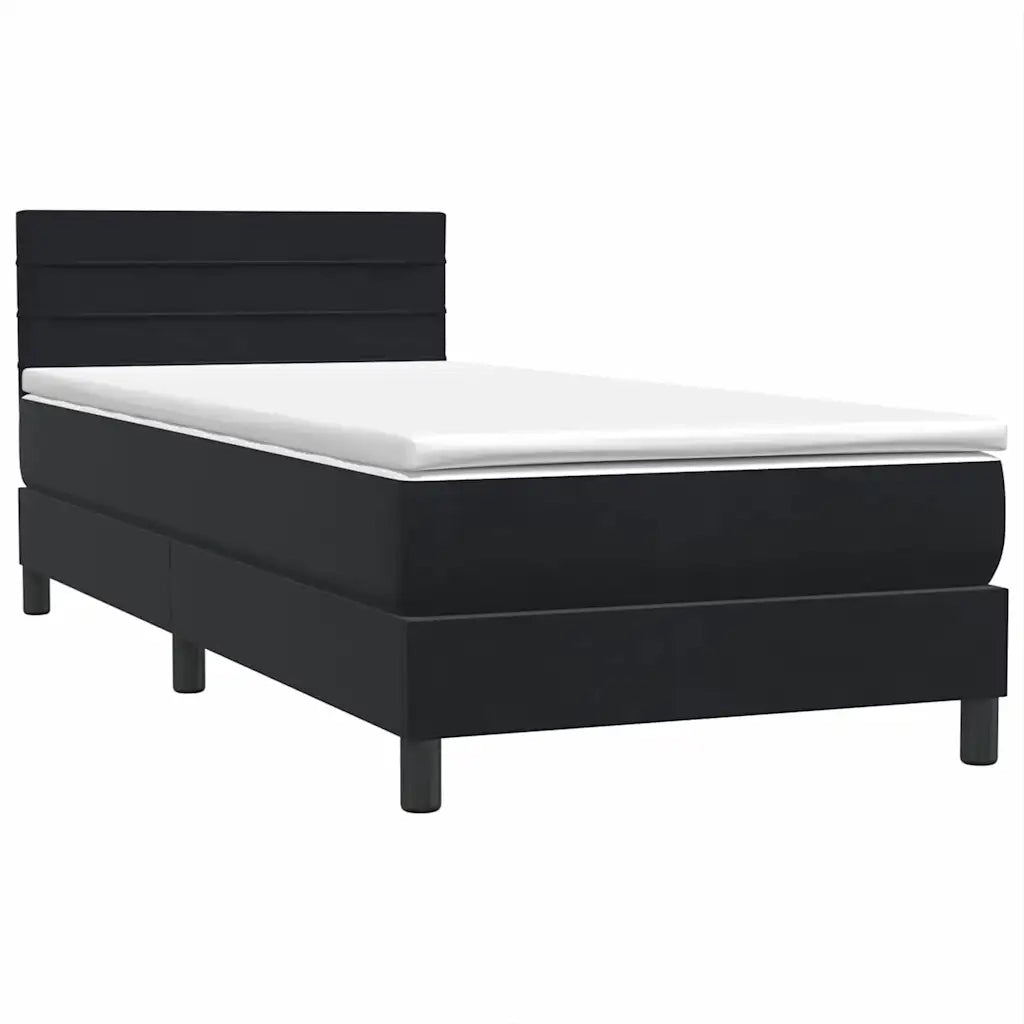 vidaXL Giroletto a Molle con Materasso Nero 90x210 cm in Velluto