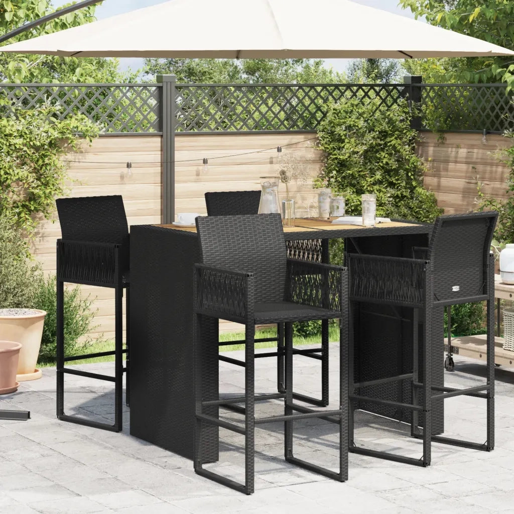 Tavolo Bar da Giardino Piano in Acacia 145x80x110 cm Polyrattan 368698