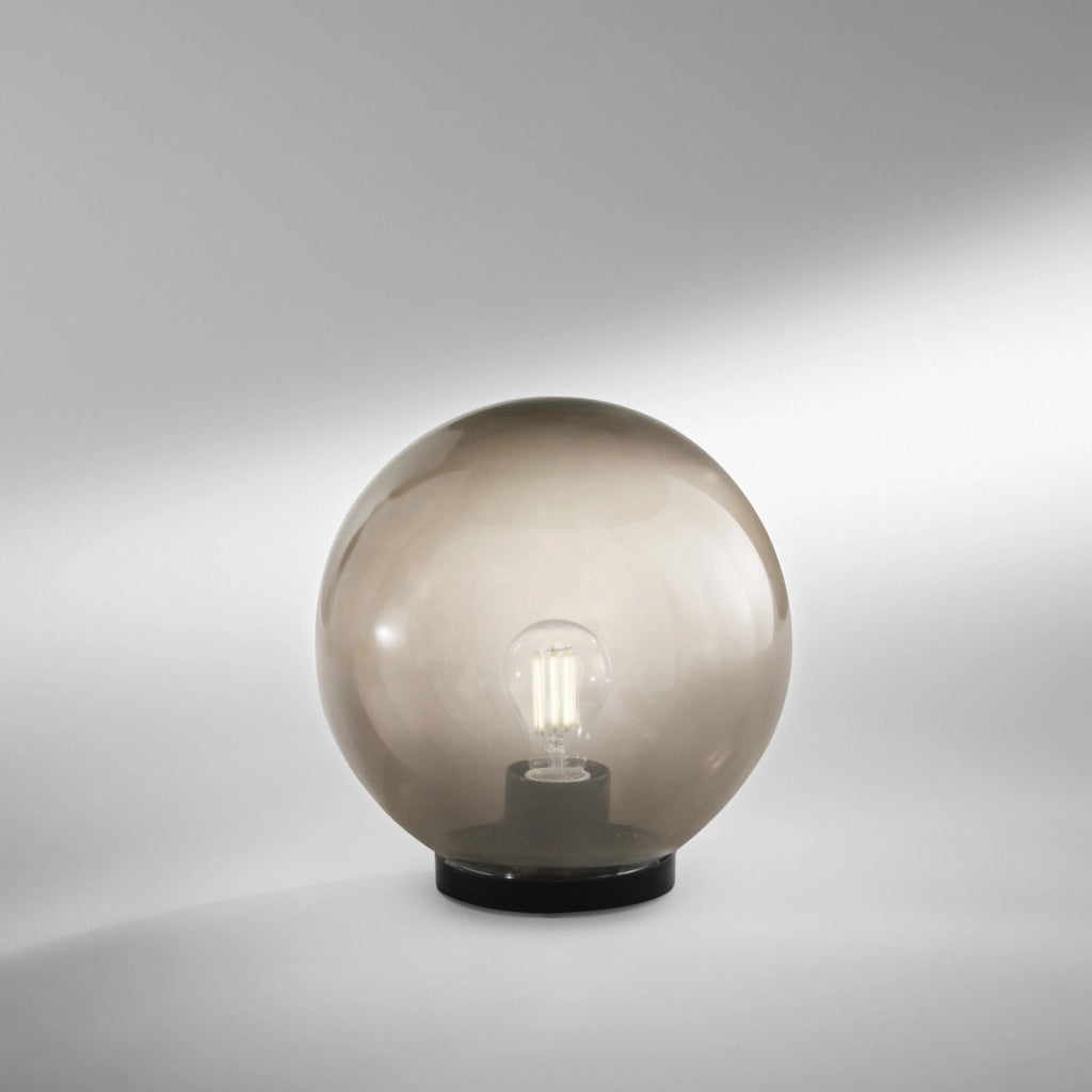 LUMETTO POLLY SFERA GRIGIO MONTATURA NERA 1 LUCE ATTACCO E27 IP44 25X26CM