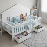 Letto Singolo in Pino con Cassetti e Doghe ¨C MINIMAL ¨C Bianco 90x200