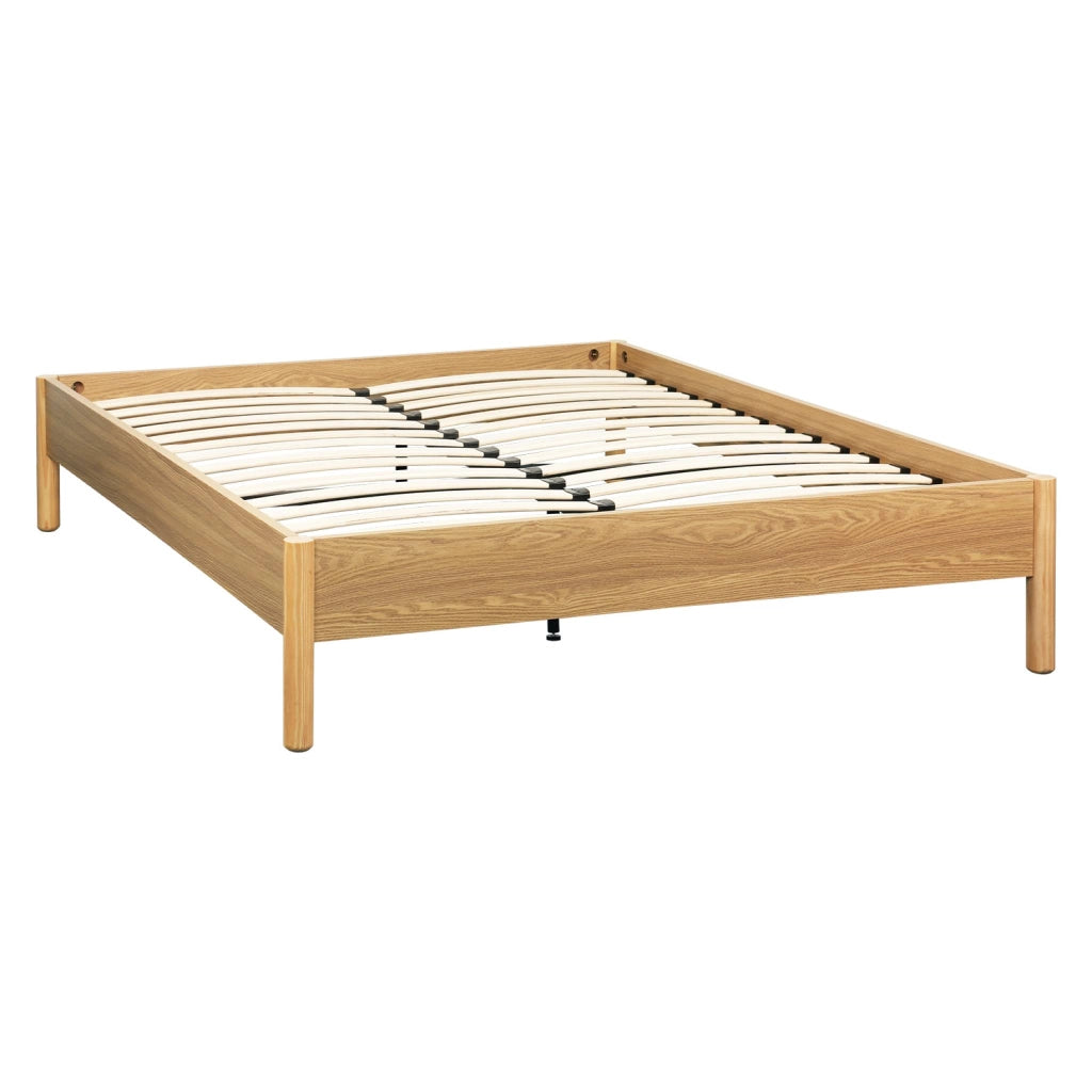 Letto con rete a doghe 160x200cm decorazione legno, marrone naturale