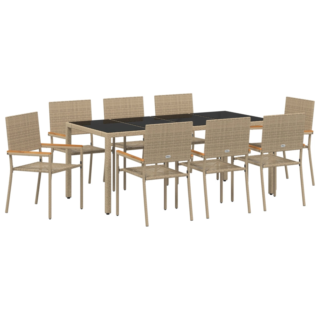 Set da pranzo da giardino 9 pezzi Rattan Beige