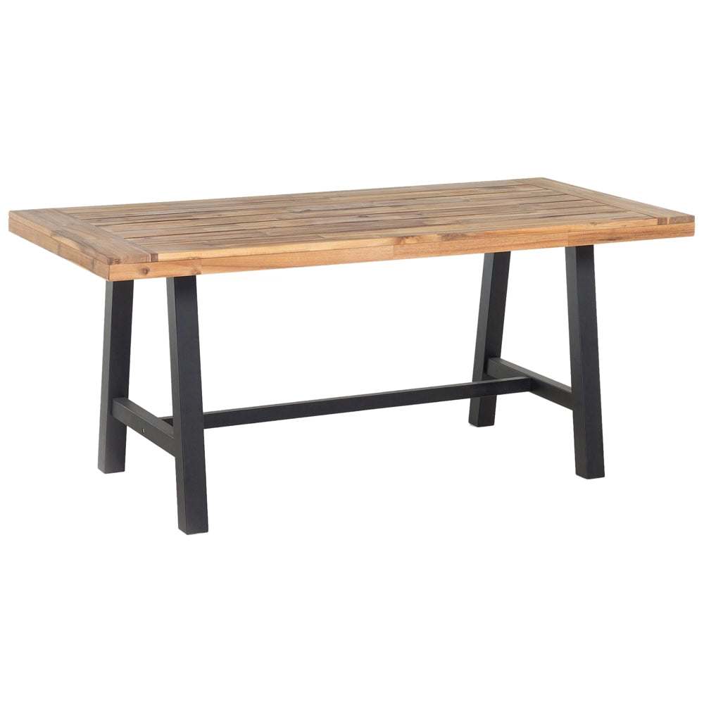 Tavolo da Pranzo Luce Legno di Acacia e Nero 170 x 80 cm Esterno Interno Moderno