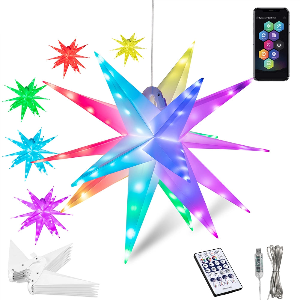 Stella Luminosa di Natale da Soffitto Decorazione Natalizia LED RGB 25cm con App
