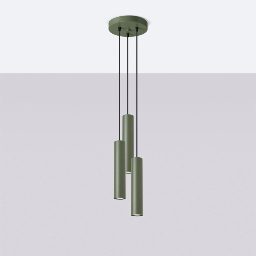 Lampada LAGOS a 3 lampadine in acciaio verde oliva GU10 LED Max 10W IP20 montaggio a parete