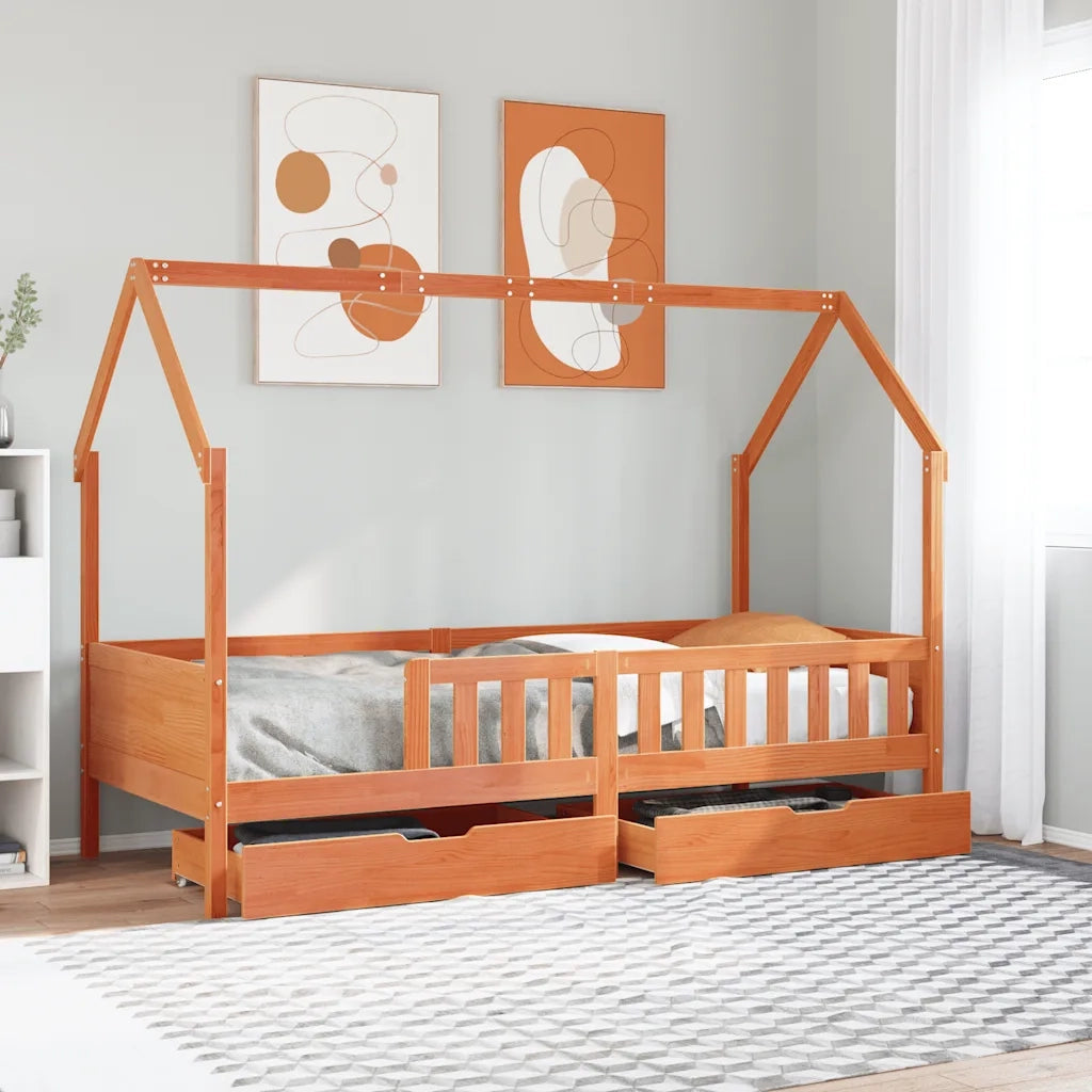 Giroletto Bambini con Cassetti-Struttura Letto Bambini 80x200 cm Legno Massello di Pino 800662
