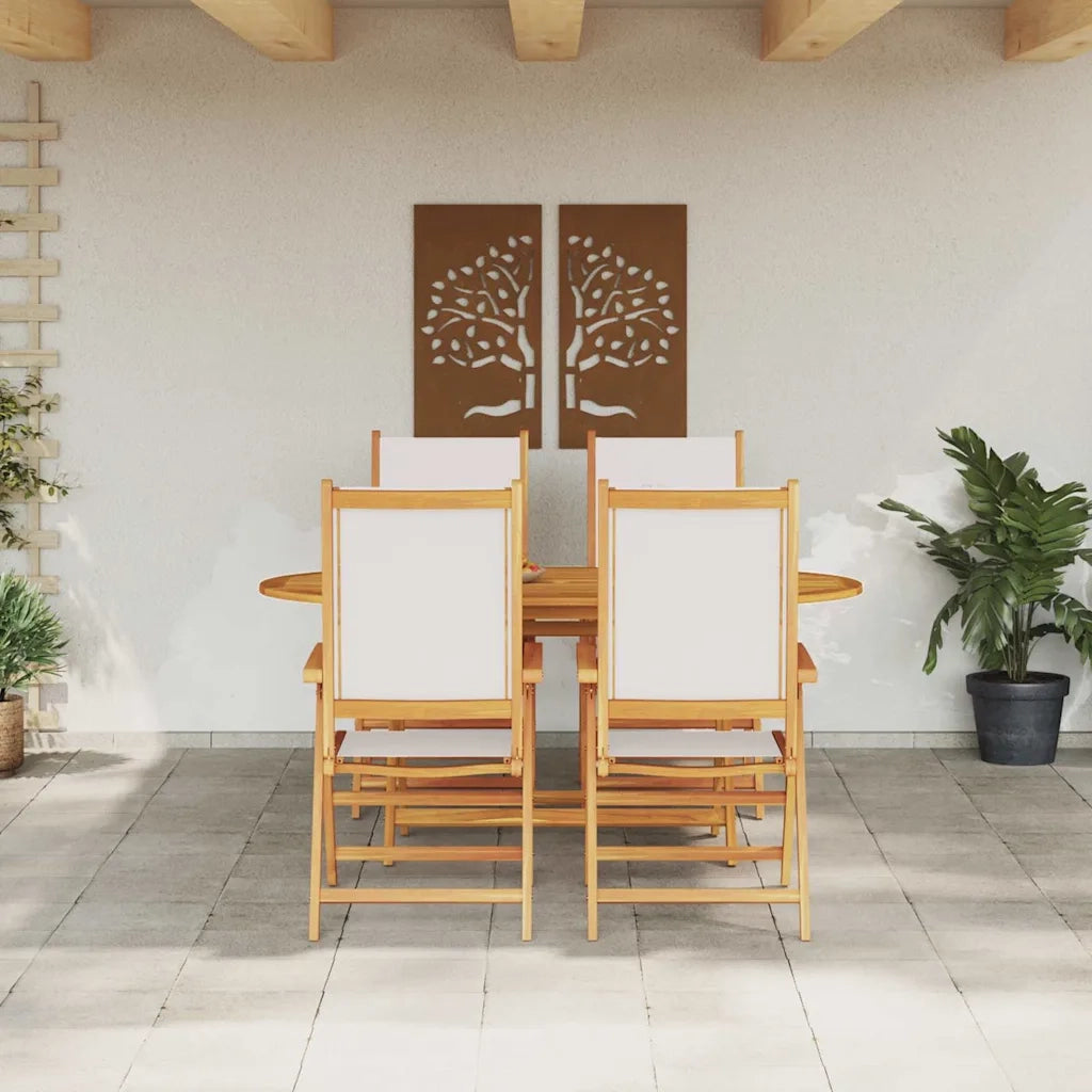 Set da Pranzo per Giardino 5 pcs Bianco Crema