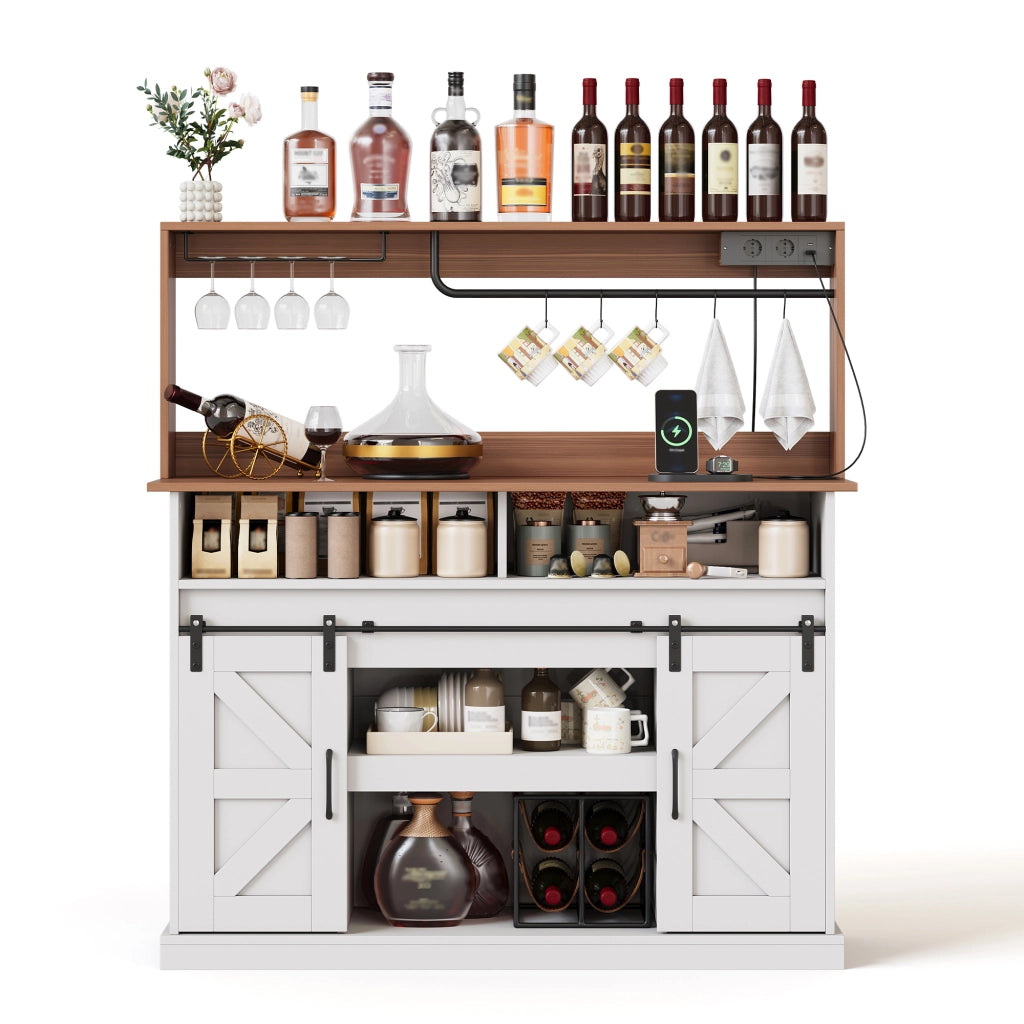 Bar caff¨¨ lungo 120 cm - Zephmum- Porte scorrevoli, porta bicchieri, prese (2 AC, 2 USB)