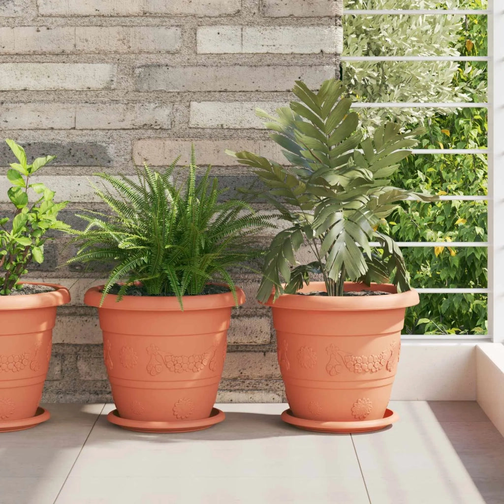 Fioriere | Cassetta per fiori | Vasi per Piante 24 pz Rosso Mattone ? 26 x 21.5 cm Plastica