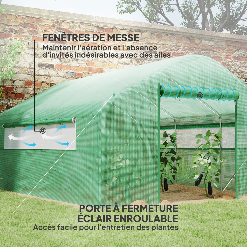 Serra da giardino 4x3x2m ¨C Xylo ¨C porte arrotolabili, finestre grandi, verde