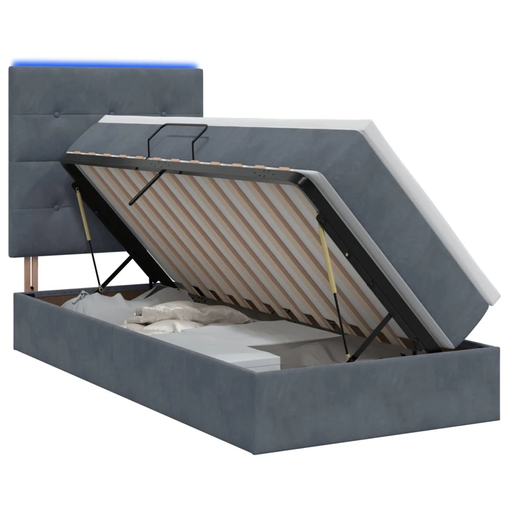 Letto con contenitore LED e materasso Grigio Scuro 100 x 200 cm 3460111