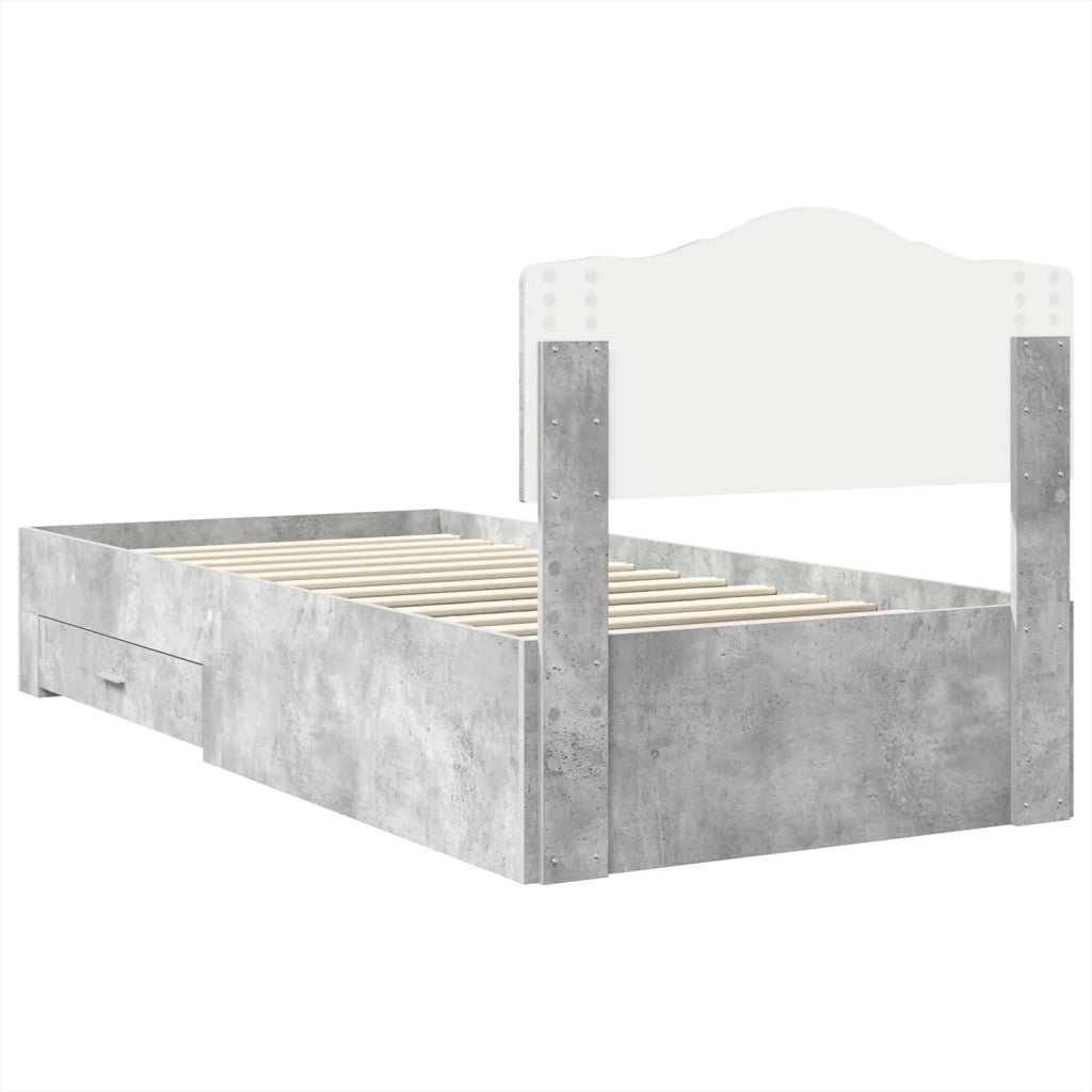 Struttura del letto con testiera-Giroletto con Testiera Grigio cemento 100 x 200 cm 673876