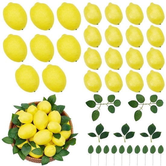Set di Fruiti Artificiali da 50 Pezzi - Finte Arance - Foglie Artificiali - Decorazione Realistica - Decorazione Estiva - Misura Ideale 8,9 cm e 7,6 cm