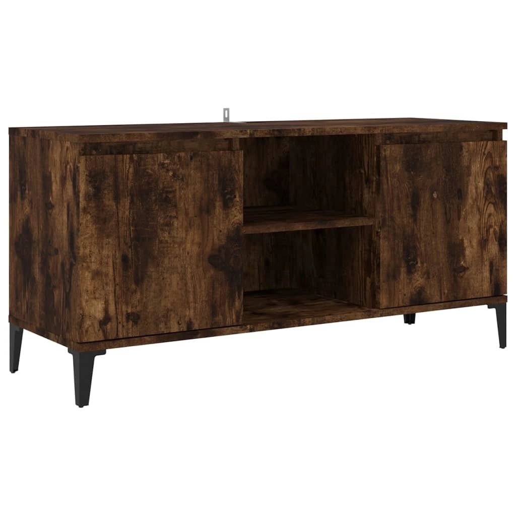 Mobile TV multimediale scaffale per televisione televisore buffet sala da pranzo soggiorno camera da letto con gambe in metallo rovere affumicato 103,5 x 35 x 50 cm marrone 02_0026877