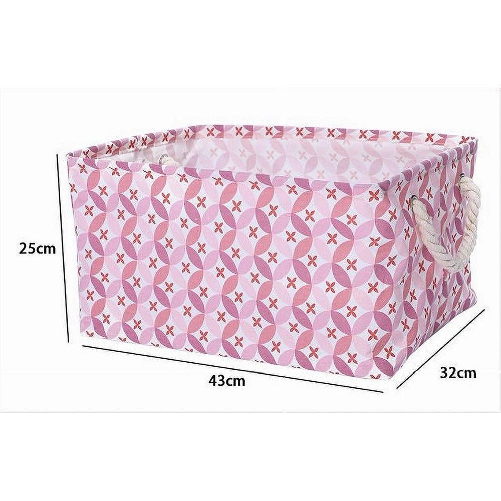 Trade Shop - Cesto Contenitore Portabiancheria Bucato Con Manici Tessuto Rosa 43x32x25cm 79207 -