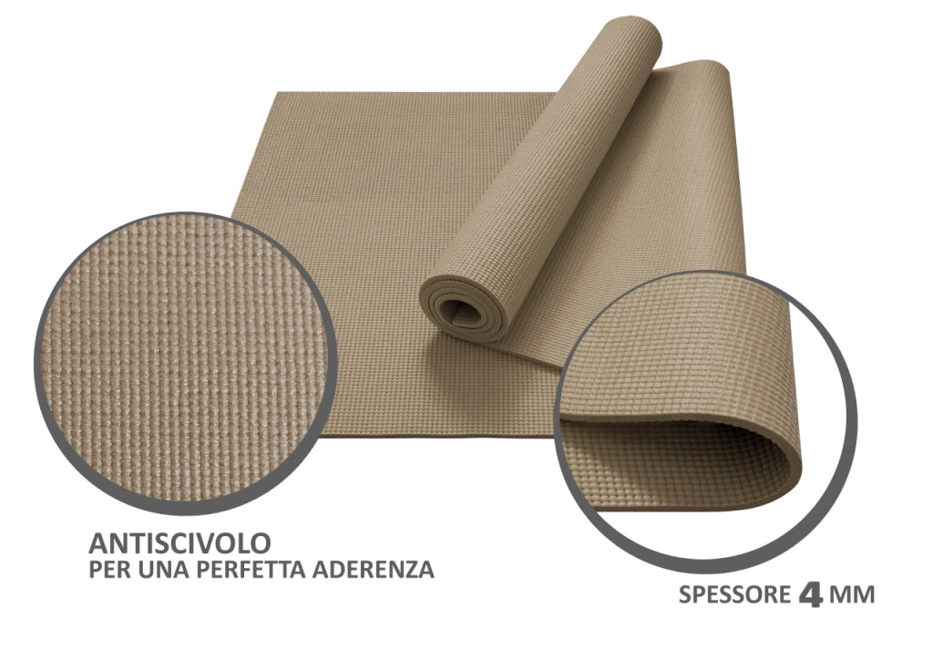 Tappetino Fitness Ammortizzante Antiscivolo 4mm Tappeto Sport Yoga Pilates - 61x173 - Fucsia