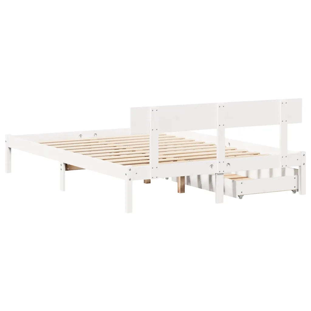 Letto senza Materasso Bianco 120x190 cm Legno Massello di Pino