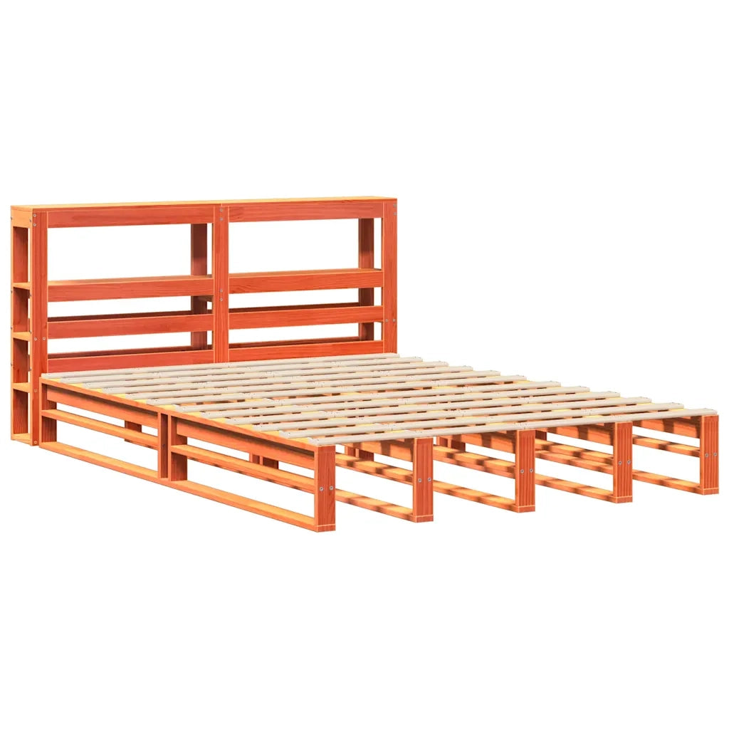 Giroletto con Testiera Marrone Cera 140x190 cm Massello Pino 3306524