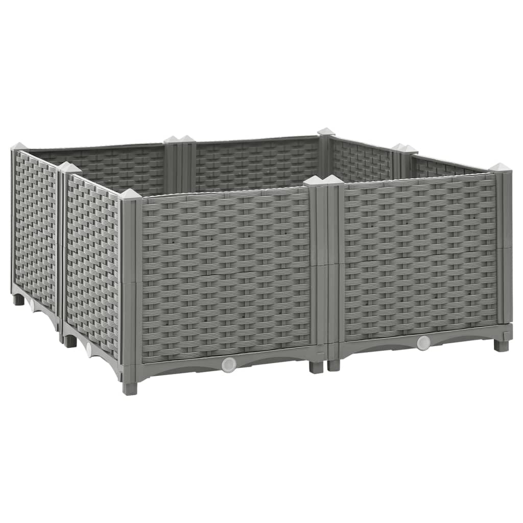 Fioriera rialzata per piante fiori terrazza giardino 80 x 80 x 38 cm polipropilene grigio 02_0039249