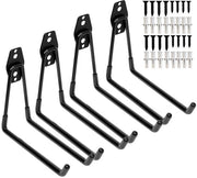 Opslag per garage con doppia hanger per attrezzatura, organizzatore per scale, biciclette e sedie, 4 pacchi, grande, 19 cm, nero