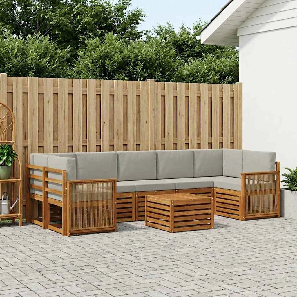 Set di divani da esterno 8 pz Naturale e Grigio Chiaro 3384147