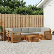 Set di divani da esterno 8 pz Naturale e Grigio Chiaro 3384147