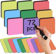 72 magneetti descritti, 75 x 75 mm etichette magnetiche accessori per whiteboard lavabili per frigorifero, armadi metallici e pannelli magnetici