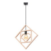 Lampada da terra geometrica in legno CARO E27 15W Legno naturale Nero