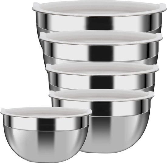 Set di miscelazione in acciaio inox 304 a 5 componenti con viti - bordo largo - stivabile - accessori da cucina