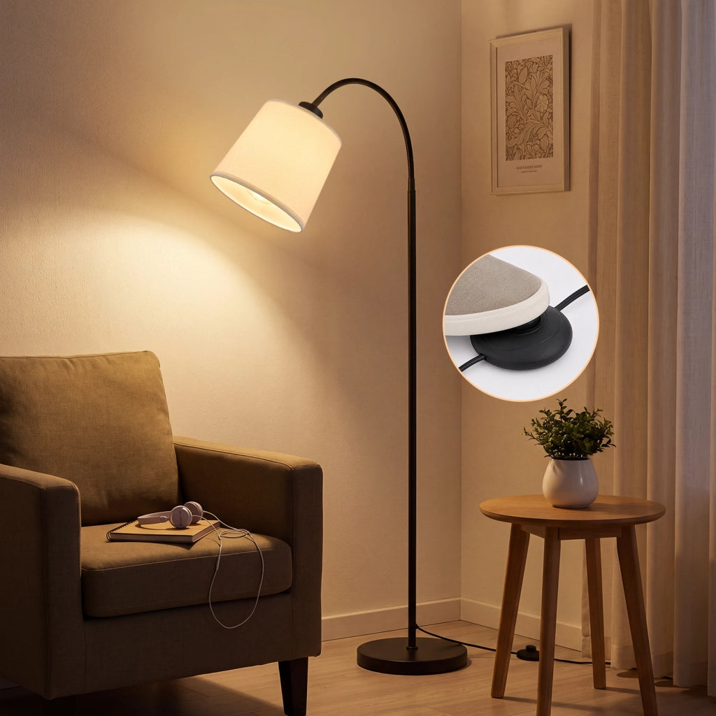 ZMH Lampada da Terra 160cm Paralume Beige Orientabile 360¡ã Interruttore a Pedale E27 Moderna per Guardaroba