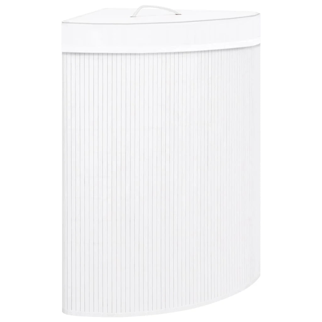 Cesto portabiancheria angolare in bambù 60 litri bianco 02_0006150