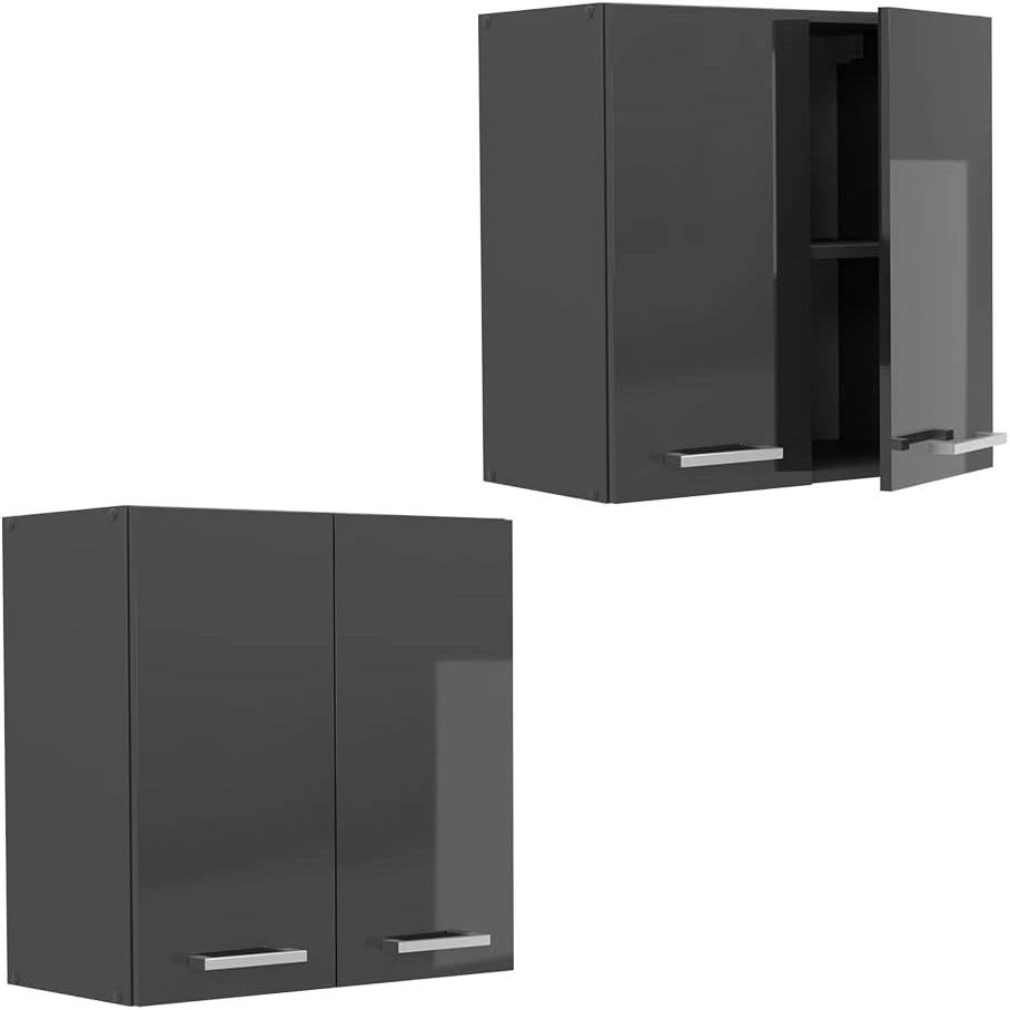 Pensile da cucina R-Line, Antracite lucido, 60 cm, per la libera combinazione all'interno di sistemi cucina modulari