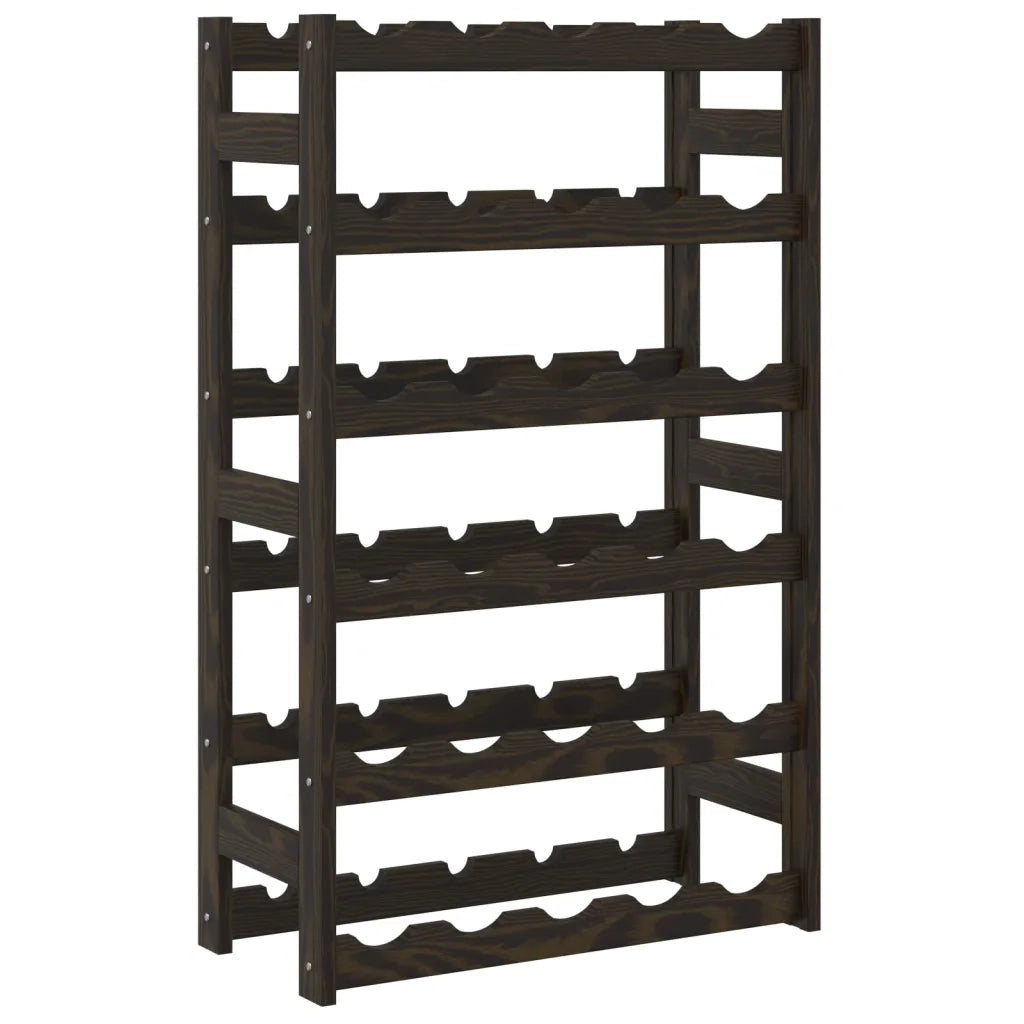 Portabottiglie per 30 Bottiglie Nero Legno Massello di Pino 373402